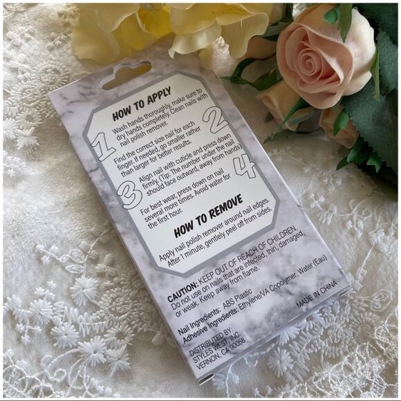 Instant Glam Nails 12 pc set Gray Pink Abstract Glitter - Picture 2 of 2